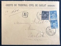 Enveloppe Recommandé Sage 40c Sage 1900 N°101 X2 & 103 De Sarlat Pour Sarlat TTB - 1898-1900 Sage (Tipo III)