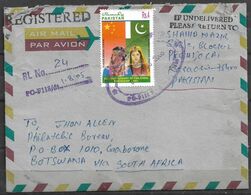 USED REGISTERED COVER PAKISTAN TO SOUTH AFRICA  RETURN TO SENDER - Pakistan