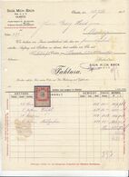 RECHNUNG (datiert ÖLMÜTZ 1913) Der Firma SIGM. MICH. BACK Ges.m.b.H.,10 Heller Steuermarke ..., Dok., A3 Format, Gef ... - Austria