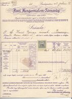 RECHNUNG (datiert Budapesten 1913) Der Firma PESTI HENGERMALOM-TARSASAG, 10 Filler Steuermarke ..., Dok., A3 Format, ... - Österreich