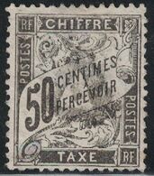 TAXE - N° 20 - 50c BANDEROLLE NOIR OBLITERE TRIANGLE - COTE 240€ - AMINCI DEFECTUEUX - 1859-1959 Usati