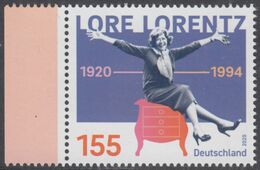 !a! GERMANY 2020 Mi. 3565 MNH SINGLE W/ Left Margin - Lore Lorentz; Female Cabaret Artist - Unused Stamps