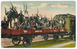 Belgian Soldiers On An Open Railway Carriage, On Their Way To The Front. - Oorlog 1914-18