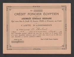 Egypt - 1928 - Rare - Vintage Card - Egyptian Mortgage Loan - Admission Card - Briefe U. Dokumente