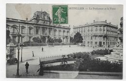 MONTPELLIER EN 1912 - LA PREFECTURE ET LA POSTE - CPA VOYAGEE - Montpellier
