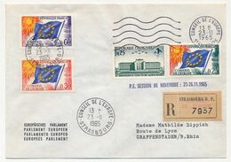 FRANCE - Env Reco, Affr 0,25, 0,30, 0,60 Drapeau + 0,25 Salon - Conseil De L'Europe 23/11/1965 - P.E. Session Novembre - Storia Postale