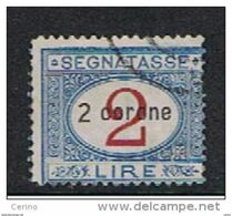 DALMAZIA:  1922  TASSE  SOPRASTAMPATO  -  2 C./£.2  AZZURRO  E  CARMINIO  US. -  SASS. 3 - Dalmatia