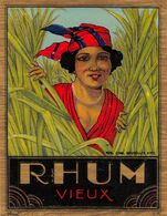 010983 "RHUM VIEUX"  ANIMATA. I QUARTO XX SECOLO. ETICHETTA ORIG. - Rum