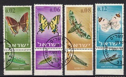 Israel 1965, Butterfly Vlinder Schmetterling Papillon Mariposa Farfalla Fjaril (o), Used - Used Stamps (with Tabs)