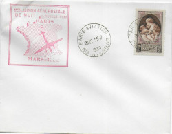 1939 - ENVELOPPE NON ADRESSEE - 1° LIAISON AEROPOSTALE De NUIT PARIS => MARSEILLE - Storia Postale