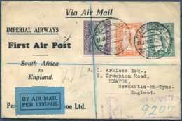 1932 South Africa, Registered Imperial Airways, First Flight Capetown - London / Newcastle. Parry, Leon & Hayhoe Cover - Luftpost