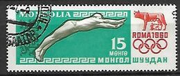 MONGOLIE   -    Plongeon , Oblitéré.    1960   JO De Rome    - - Duiken