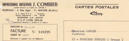 FACTURE - CARTES POTALES CIM - J. COMBIER A MACON 71 - IMPRESSIONS ROTATIVES - Imprimerie & Papeterie