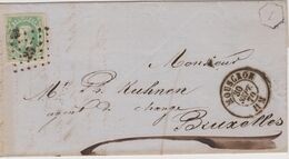 Lettre N° 30 Lp. 257 Mouscron 1870 "D" Boite Rurale Tourcoing Expéditeur Alfr. Leblanc> Bruxelles - 1869-1883 Leopold II