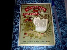 Publicitee  étiquette Vin Généreux Quinquina Préparation Maison  Jne .Cébe à Béziers - Alcoholen & Sterke Drank