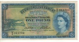 BERMUDA 1 Pound    Queen Elizabeth II  P20d    Dated 1st October 1966 - Bermuda