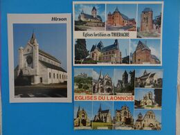 * Lot De 3 CPM " D'Eglises De L'Aisne France - Kirchen U. Kathedralen