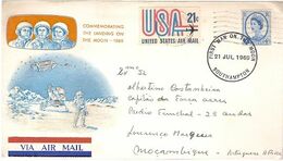 United States & FDC The Landing On The Moon, Los Angeles To Lourenço Marques Mozambique 1969 (9879) - América Del Norte