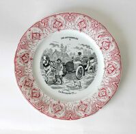 RARE MAGNIFIQUE ANCIENNE ASSIETTE ST AMAND - HUMORISTIQUE LES AUTOMOBILES  N°4: La Revanche!!!... - Saint Amand (FRA)