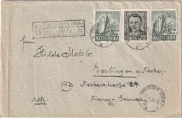 POLOGNE 1954 LETTRE RECOMMANDEE DE SWIERADOW AVZEC CACHET ARRIVEE ESSLINGEN - Covers & Documents