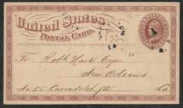 1875 U.S POSTAL STATIONERY CARD UX1 1C  CHARENTON,( LOUISIANA ) To NEW ORLEANS - Manuscript Date Of The Date Stamp . RR - ...-1900