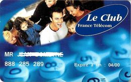 CARTE BANDE MAGNÉTIQUE FRANCE TELECOM LE CLUB CARTE MEMBRE - Autres & Non Classés