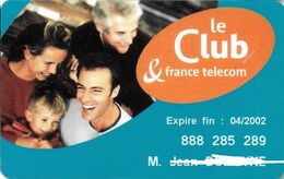 CARTE BANDE MAGNÉTIQUE FRANCE TELECOM LE CLUB CARTE MEMBRE - Autres & Non Classés