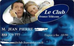 CARTE BANDE MAGNÉTIQUE FRANCE TELECOM LE CLUB CARTE MEMBRE - Other & Unclassified