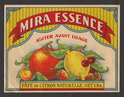 Egypt - RARE - Vintage Label - MIRA ESSENCE - Natural Lemon Paste - Covers & Documents