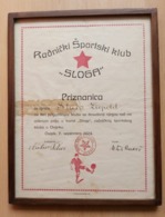 Radnicki Sportski Klub Sloga Osijek 1924 Priznanje FOOTBALL TEAM NK - Sonstige & Ohne Zuordnung