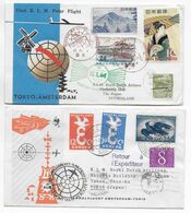 1958 - JAPON - ENVELOPPE 1° LIAISON AERIENNE POLAIRE ! KLM TOKYO => THE HAGUE (NEDERLAND) - ALLER ET RETOUR ! - Posta Aerea