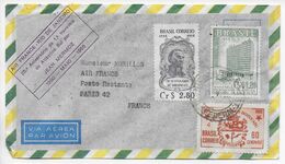 1955 - ENVELOPPE COMMEMORATION De La 1° TRAVERSEE De L'ATLANTIQUE SUD Par MERMOZ ! BRESIL => PARIS AIR FRANCE - Poste Aérienne