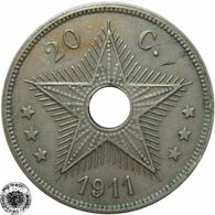 LaZooRo: Belgian Congo 20 Centimes 1911 XF - 1910-1934: Albert I