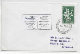 1958 - BELGIQUE - ENVELOPPE VOL SPECIAL HELICOPTERE SABENA De BRUXELLES EXPOSITION => PARIS - Storia Postale