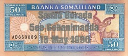 Somaliland 50 Shillings, P-17 (18.5.1996) - UNC - Silver Overprint  - 5 Years Somaliland - Somalia