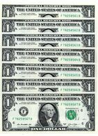 USA, 7 X 1$ Dollars 2013F, Atlanta Consecutive SerialNo.,as Scan - Bilglietti Della Riserva Federale (1928-...)