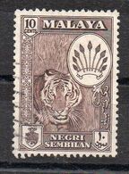 MALAYA - NEGRI SEMBILAN - 1957 - TIGRE - TIGER - BLASON - COAT OF ARMS - Oblitéré - Used - 10 - - Negri Sembilan