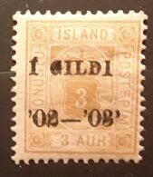 ISLAND ISLANDE 1902 Service ,Pjonustu, Yvert No10, 3 A Bistre VARIETE INSCRIPTIONS EMPATEES, Neuf * MH TB - Service