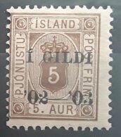 ISLAND ISLANDE 1902 Service ,Pjonustu, Yvert No 12, 5 A Brun  VARIETE " OILDI Au Lieu De GILDI , Neuf * MH TB - Service