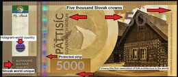 03. SLOVAKIA-FANTASY Note ČIČMANY Slovak World Unique Specimen 5000 Sk No 2/10 UNC 200 Pcs 01/2020 - Fiktive & Specimen