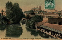 Chartres - Vue Prise Du Pont Neuf, Lavoir Et Lavandières - Edition Ch. Foucault - Carte Vernie, Colorisée N° 15 - Chartres