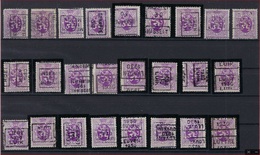 Zegel Nr. 281 25 X Voorafgestempeld 1930 O.a. Liege 1930 A + B + C + D ; Staat Zie Scan ! ​ - Roulettes 1930-..