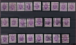 Zegel Nr. 281 25 X Voorafgestempeld 1930 O.a. Liege 1930 A + B + C + D ; Staat Zie Scan ! ​ - Roller Precancels 1930-..