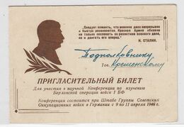 Russland 1944 Einladungsbillet Um Die Operation Um Berlin - Lettres & Documents