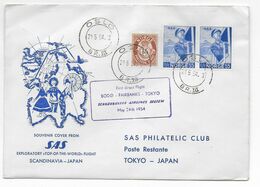 1954 - NORVEGE - ENVELOPPE 1° VOL SAS De OSLO / BODO / FAIRBANKS => TOKYO (JAPAN) - Briefe U. Dokumente