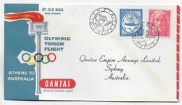 1956 - JEUX OLYMPIQUES De GRECE - ENVELOPPE LIAISON AERIENNE SPECIALE De ATHENES => SYDNEY (AUSTRALIA) - Lettres & Documents