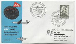 1954 - SUEDE - ENVELOPPE 1° LIAISON AERIENNE REGULIERE SAS De STOCKHOLM => LOS ANGELES (USA) Via GROENLAND - Brieven En Documenten