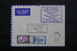 SOUDAN - Enveloppe 1er Vol Régulier Bamako / Kayes / Tambacounda / Kaolack / Dakar / France En 1937 - L 71739 - Storia Postale