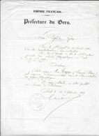 AUCH 1869 PREFECTURE DU GERS EMPIRE FRANCAIS - TAJAN FRANCOIS SURNUMERAIRE DANS ADMINISTRATION LIGNES TELEGRAPHIQUES - Documents Historiques