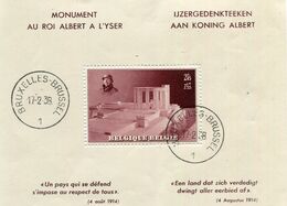 Belgique  / Bloc De 1938 / Monument Au Roi Albert A L'YSER / - 1924-1960